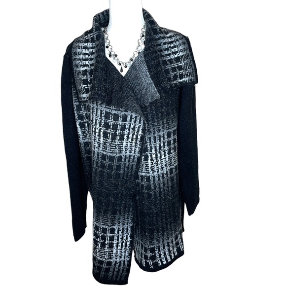 Ava Couture Mohair Blend Black /White Cardigan Sweater Duster Jacket Size:Large - Picture 4 of 14